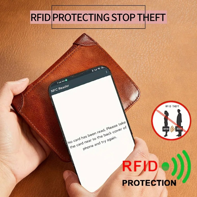 Ultra Slim RFID Leather Bifold Wallet — Minimalist