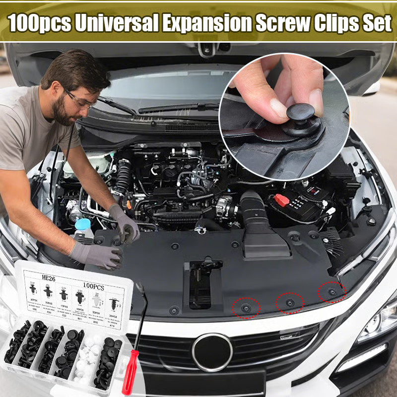 100-Piece Universal Expansion Screw Clip Set