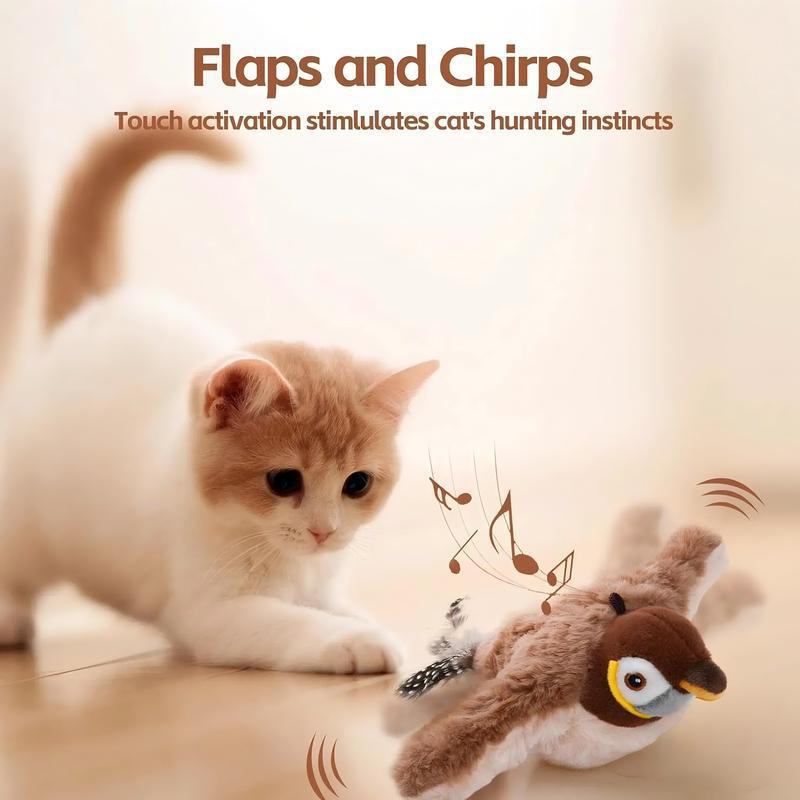 Interactive Chirping Flapping Pet Toy — Motion Activated Cat Toy, Bird Mimicking Plaything, Self-Entertaining Kitten Enrichment, Battery Operated Fun - View 2