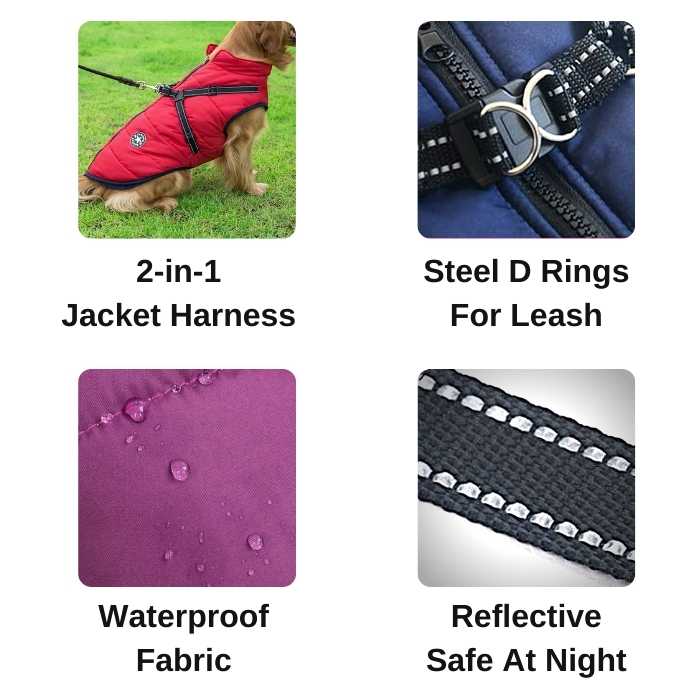 Waterproof Dog Jacket Harness - 2-in-1 Design