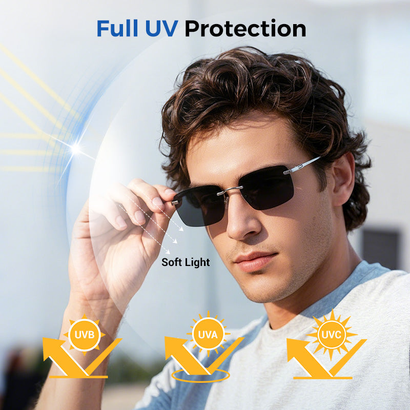 Men's Frameless Polarized Sunglasses — HD Lens