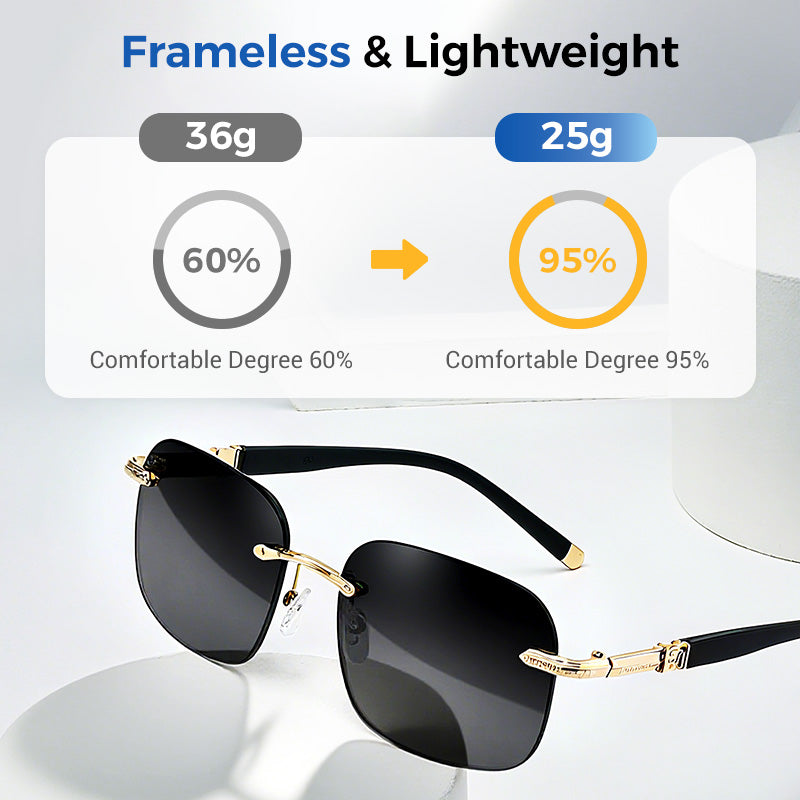 Men's Frameless Polarized Sunglasses — HD Lens