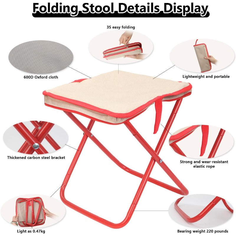 Heavy-Duty Portable Outdoor Stool — Folding