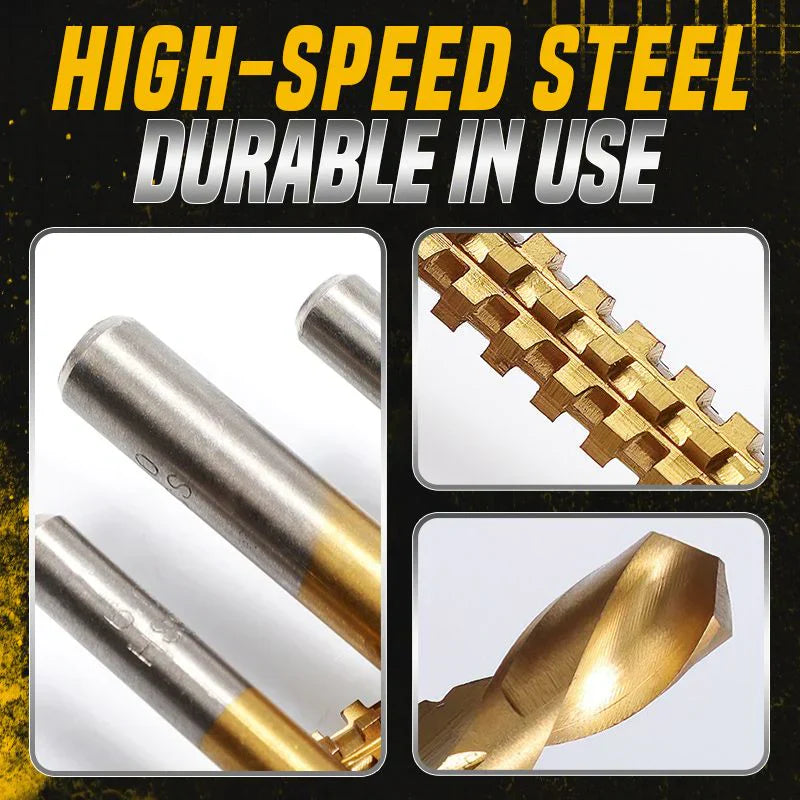 Titanium-Plated Serrated Drill Bits (6-Piece Set)