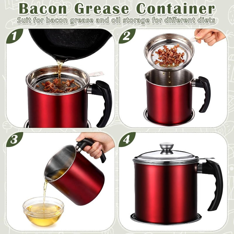 High Heat Oil Strainer — Stainless Steel Kitchen Tool