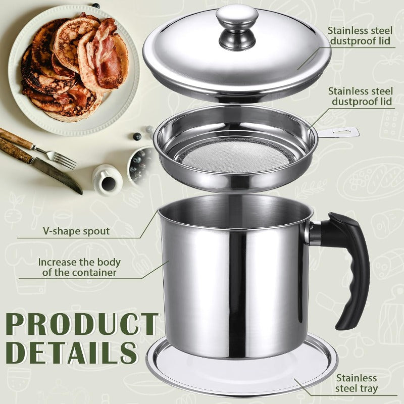 High Heat Oil Strainer — Stainless Steel Kitchen Tool