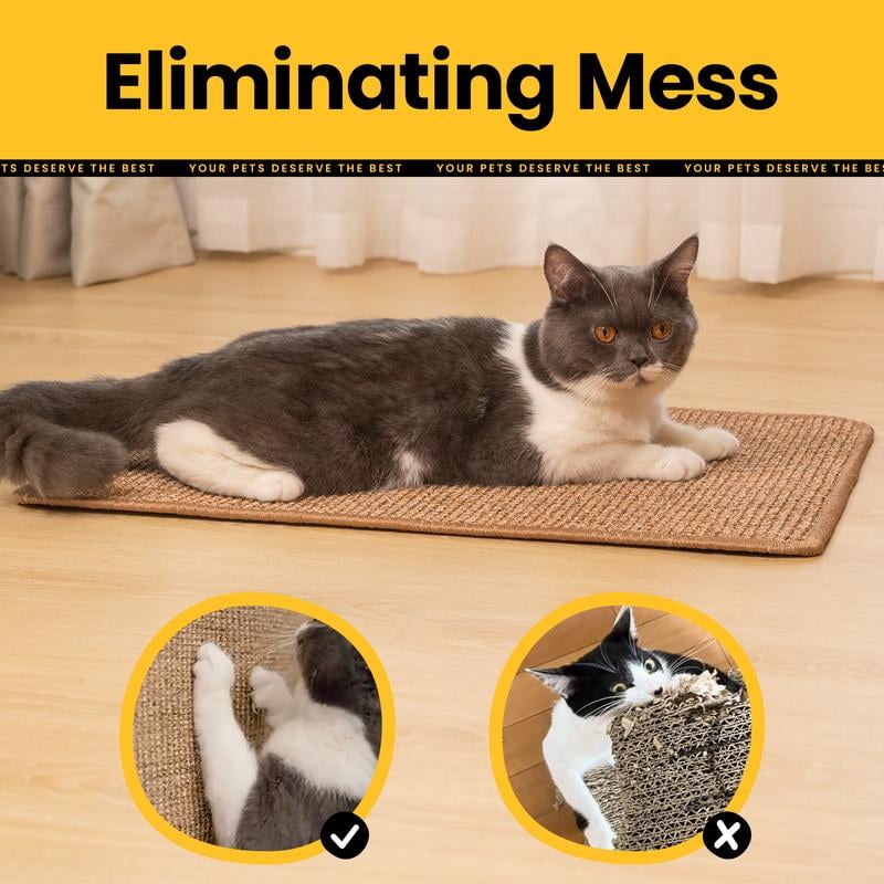 Natural Sisal Cat Scratch Pad — Protective Scratcher Mat