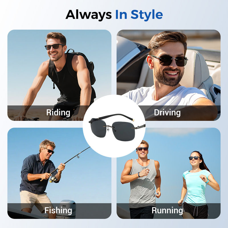 Men's Frameless Polarized Sunglasses — HD Lens
