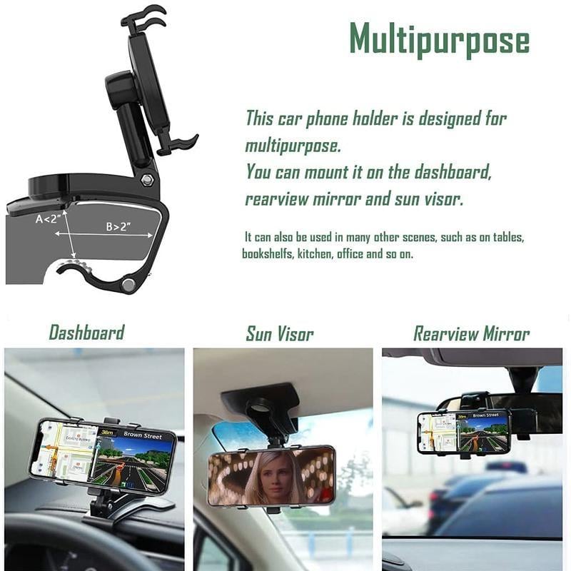 360° Rotation Dashboard Car Phone Holder — Universal