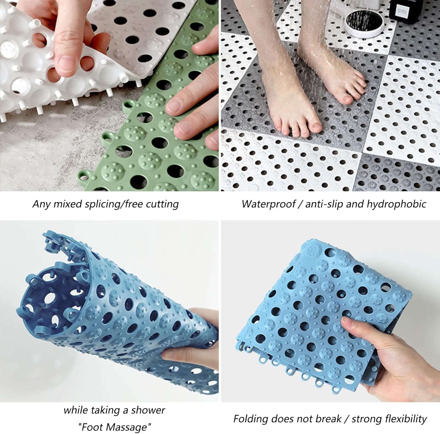 Interlocking Non Slip Shower Mat — Drainage Floor Tiles, Wet Room Flooring, Anti-Skid Bathroom Puzzle Mats - View 2