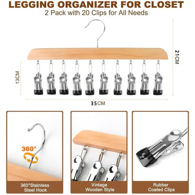 10-Clip Closet Hanger — Space-Saving Organizer