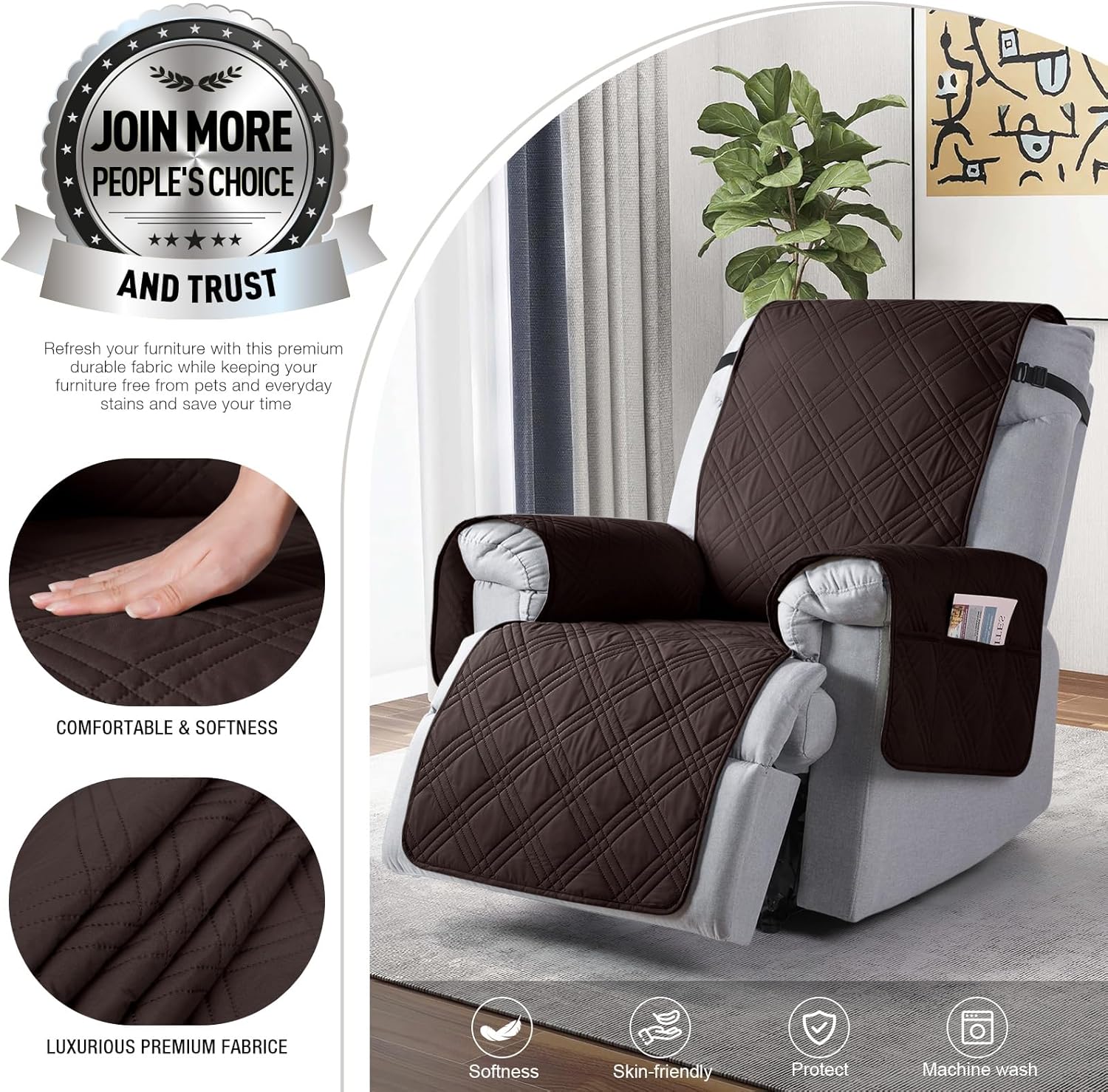Waterproof Recliner Slipcover Non Slip Chair Cover Pet Friendly Furniture Protector Stretch Sofa Shield Washable Guard - View 4