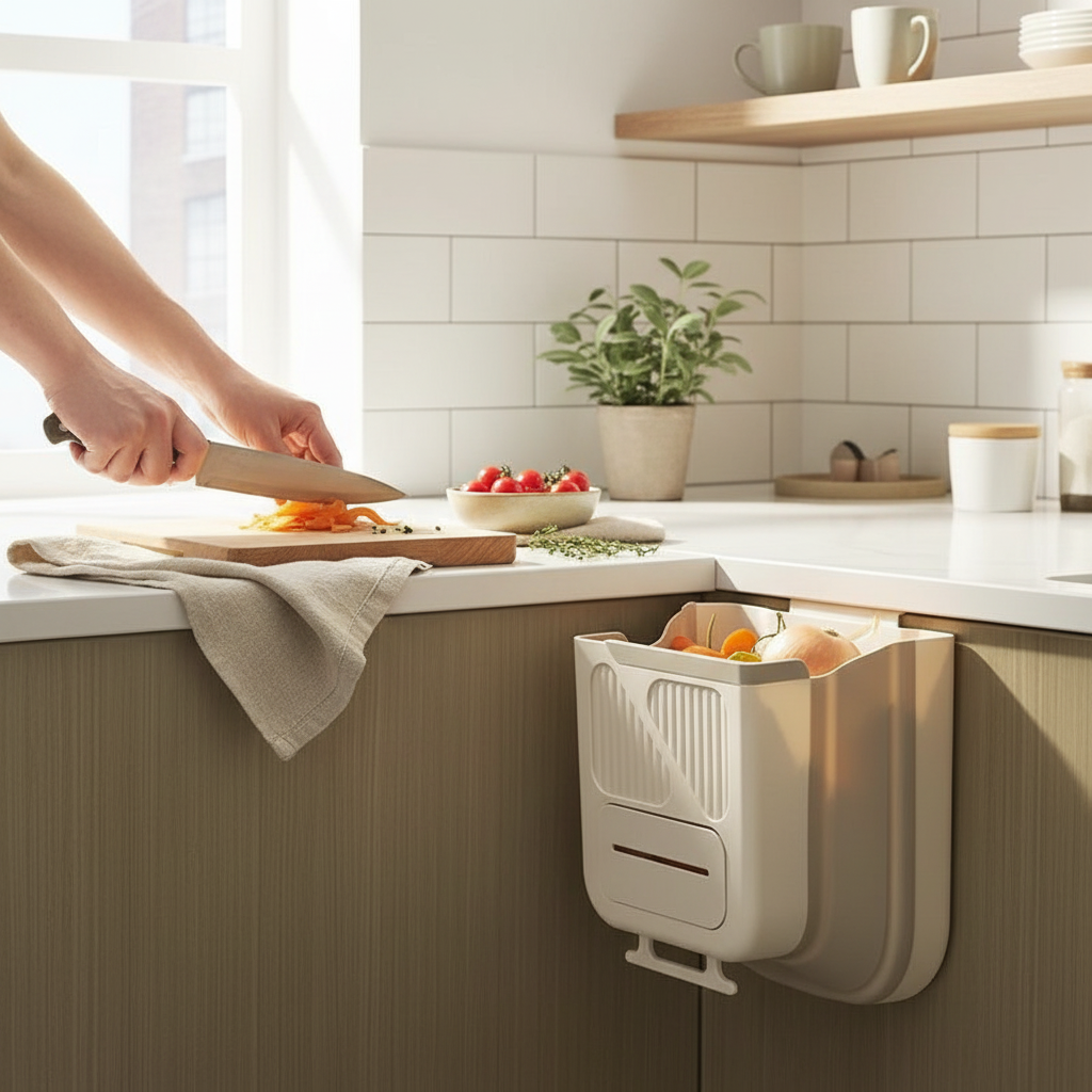 Space-Saving Collapsible Waste Bin