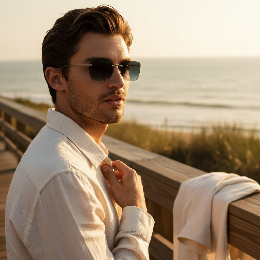 Men's Stylish Frameless High Definition Polarized Sunglasses