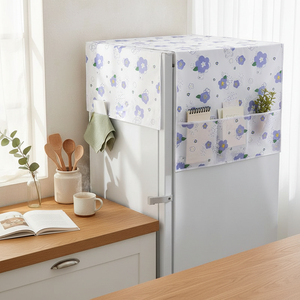 Refrigerator Dust Cover with Storage Pockets