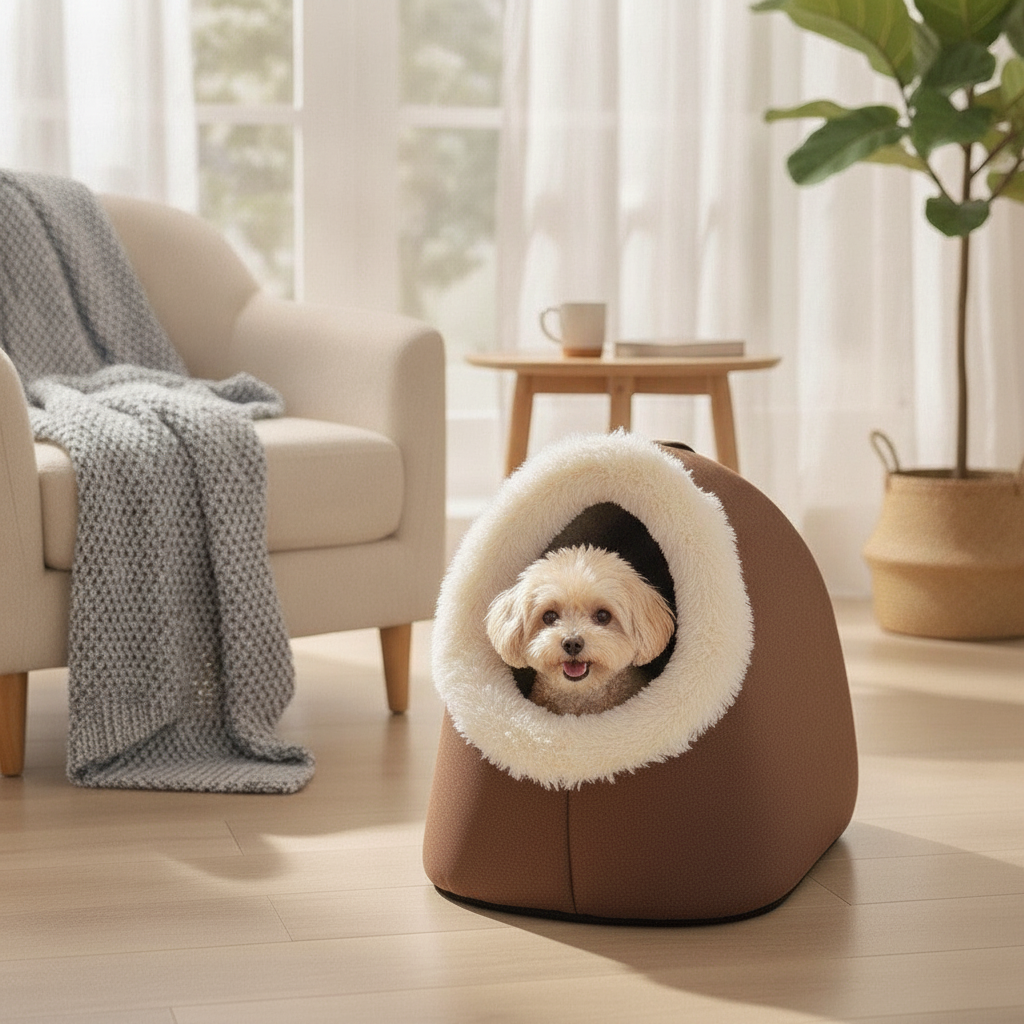 winter-warm-pet-cave-bed lifestyle 1