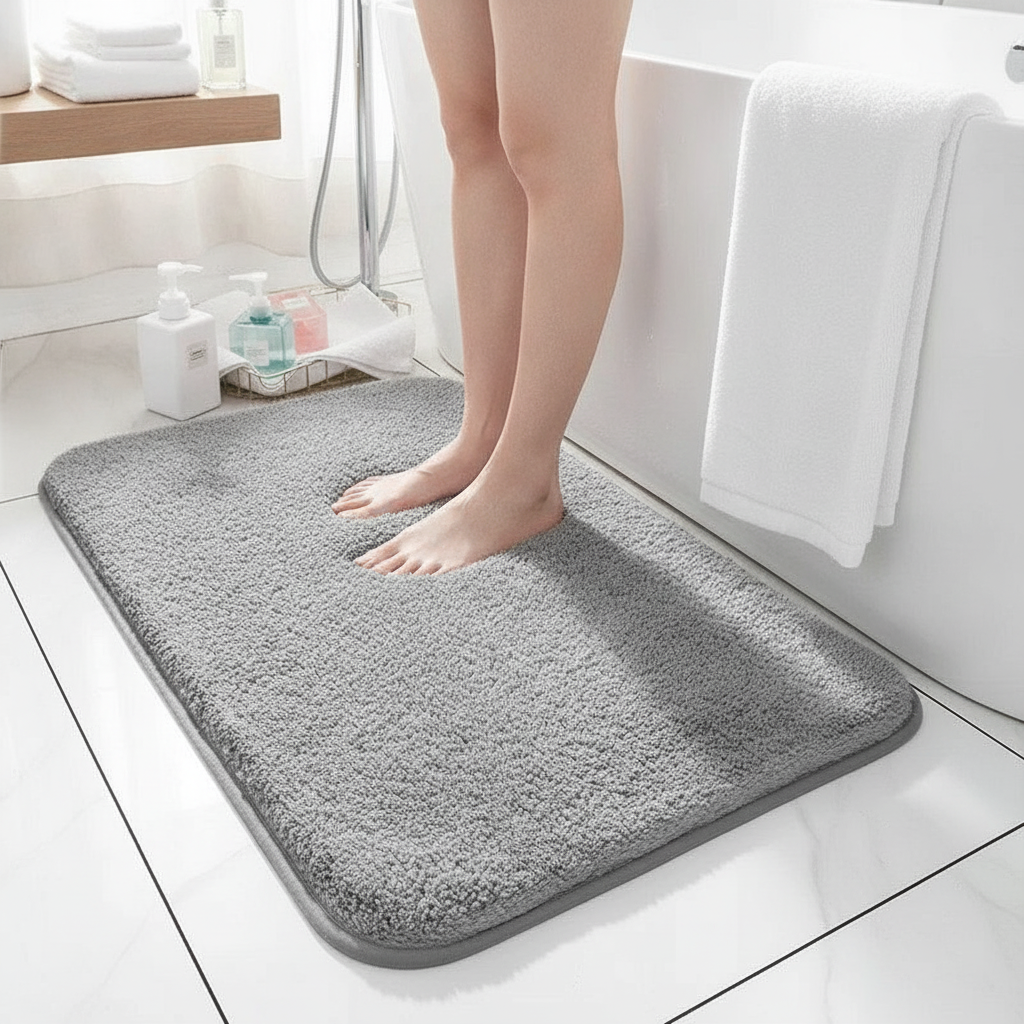 Super Absorbent Plush Bath Mat — Extra Thick Bathroom Rug Quick-Dry Shower Floor Mat Non-Slip Microfiber Bath Rug Soft S