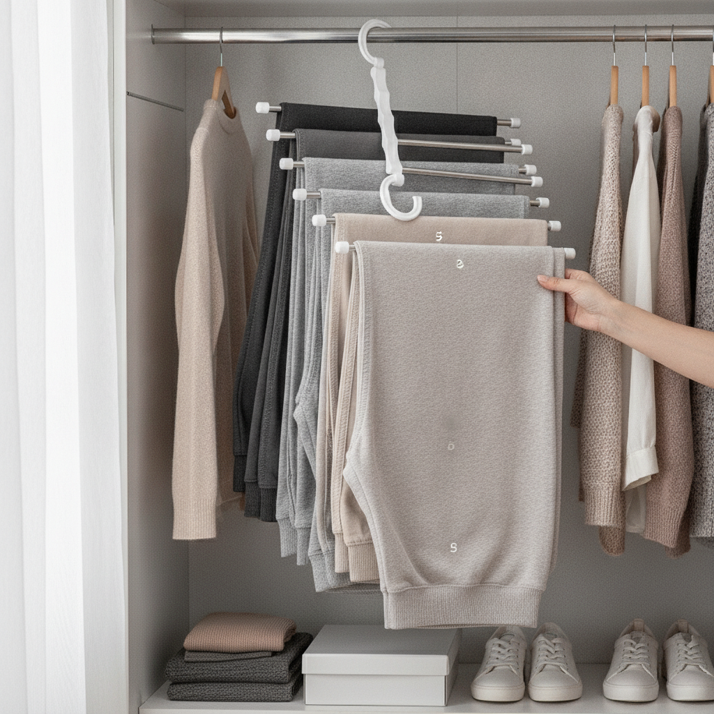 Telescopic Folding Pants Storage Rack Closet Organizer Multifunctional Hanger Space-Saving Adjustable Wardrobe
