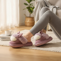 Bunny Face Plush Slippers Cozy House Shoes Fuzzy Indoor Footwear Womens Bedroom Slipper Cute Animal Design