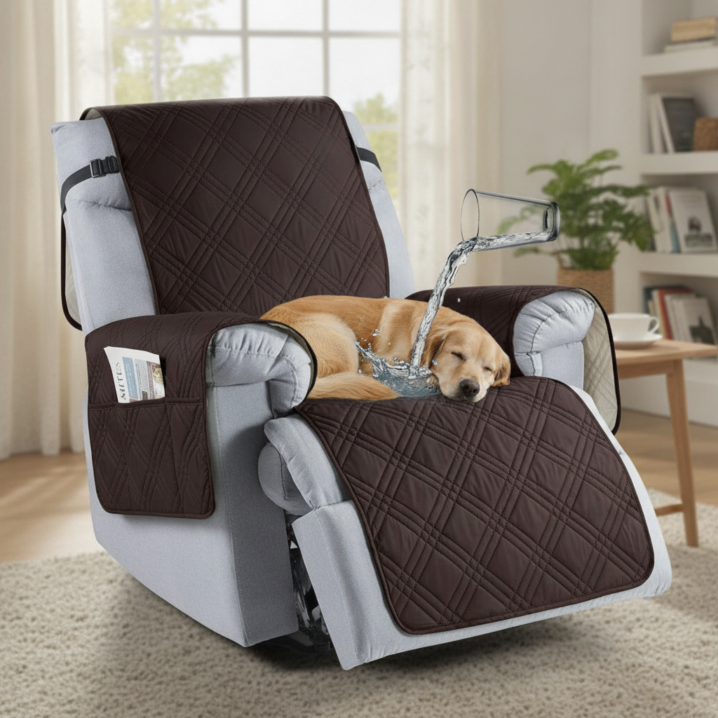 Waterproof Recliner Slipcover Non Slip Chair Cover Pet Friendly Furniture Protector Stretch Sofa Shield Washable Guard