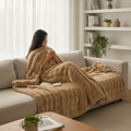 Faux Rabbit Fur Blanket Plush Luxury Faux Fur Throw Soft Fluffy Bed Cover Cozy Winter Blanket Decorative Home Accent