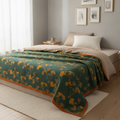 Ginkgo Cotton Quilt Eco-Friendly Reversible Botanical Bedspread Nature Coverlet Organic Cotton Throw Leaf Print Bedding