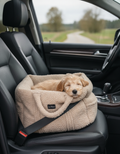 Beige Teddy Travel Car Dog Bed