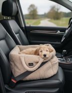Beige Teddy Travel Car Dog Bed