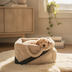 beige-teddy-travel-car-dog-bed lifestyle 5