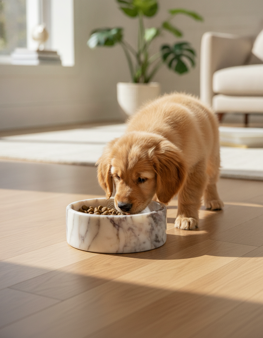 Calacatta Viola Marble Dog Bowl