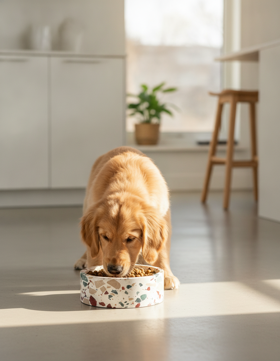 Terrazzo Marble Stone Dog Bowl