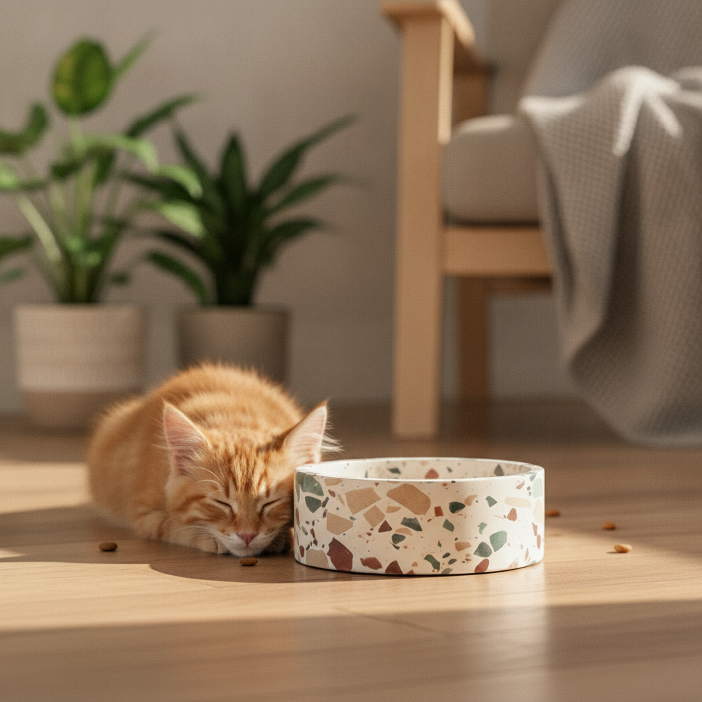 terrazzo-marble-stone-dog-bowl lifestyle 1