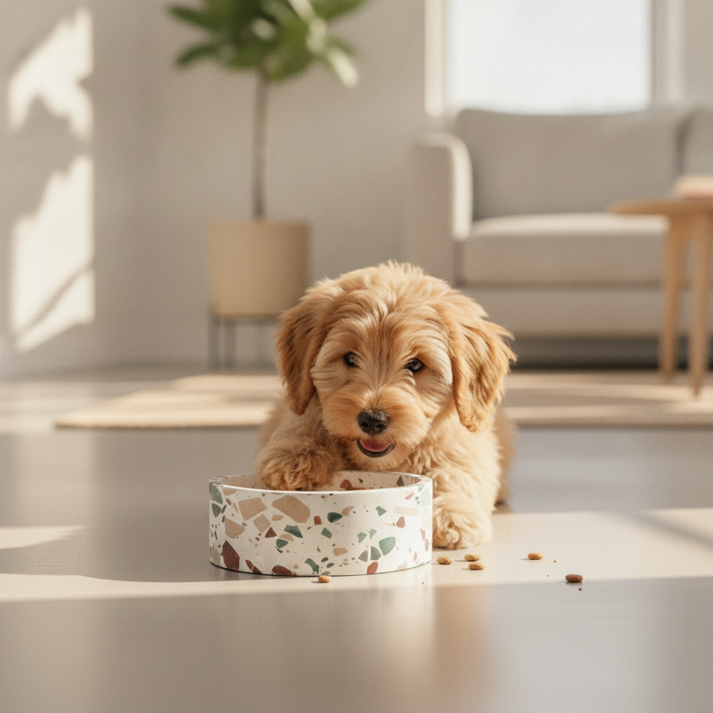 terrazzo-marble-stone-dog-bowl lifestyle 2