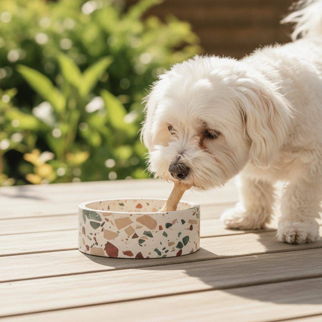 terrazzo-marble-stone-dog-bowl lifestyle 3