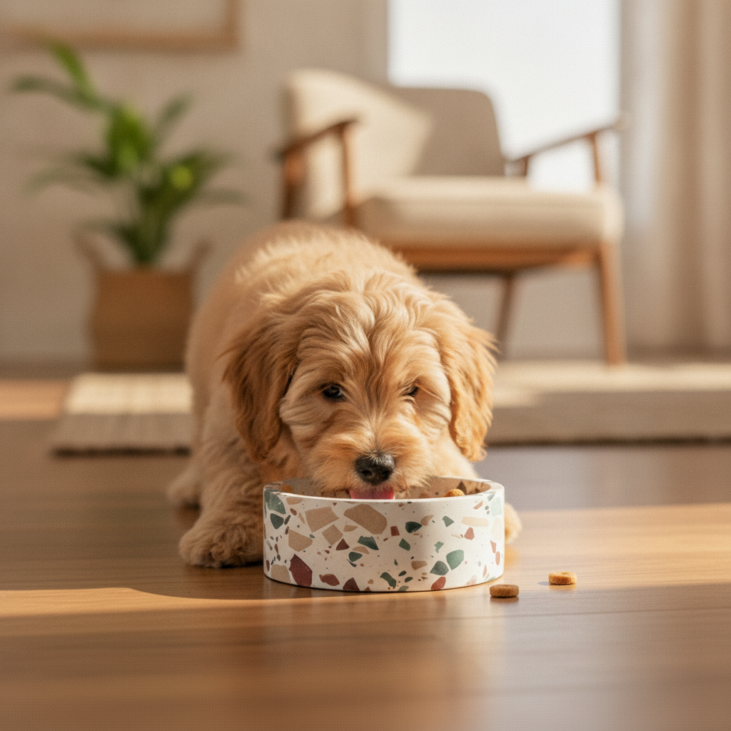 terrazzo-marble-stone-dog-bowl lifestyle 5