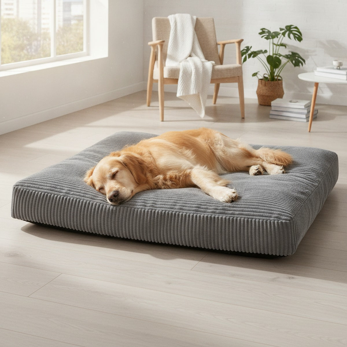 Grey Corduroy Orthopedic Bed