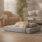 grey-corduroy-orthopedic-dog-bed lifestyle 1