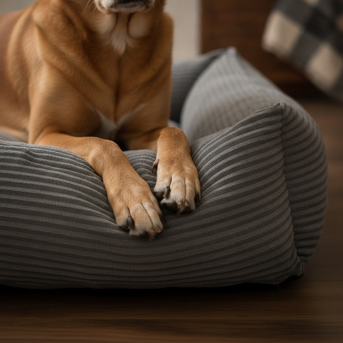 Grey Corduroy Orthopedic Bed