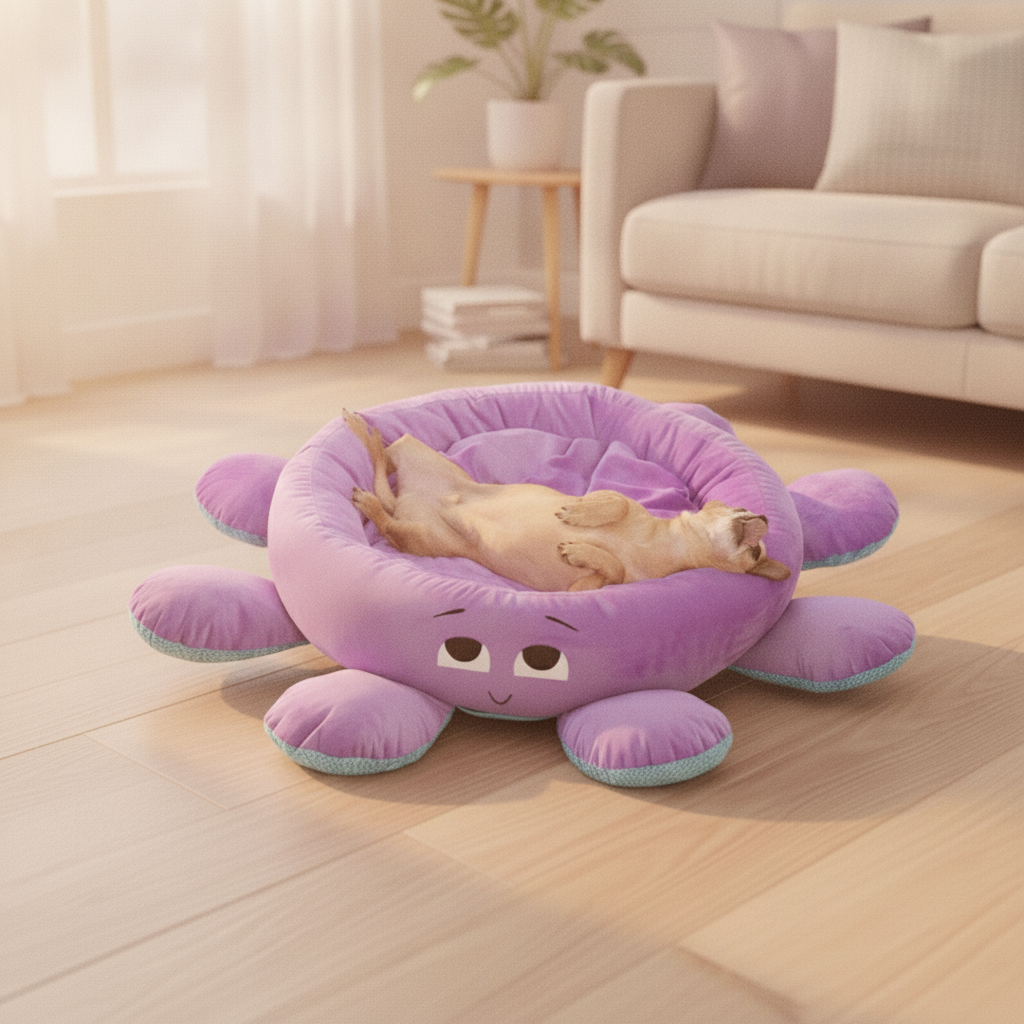 ollie-the-octopus-dog-bed lifestyle 2