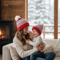 Snowday Candy-Stripe Knit Hat Matching Set