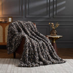 Luxury Faux Fur Animal Print Blanket Faux Fur Throw Leopard Blanket Cozy Decorative Bed Cover Safari Bedroom Accent - View 2