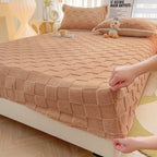 Quilted Velvet Fitted Sheet — Soft Stretch Mattress Cover, Elastic Bed Sheet, Luxury Velvet Bedding, Deep Pocket Cover - View 5