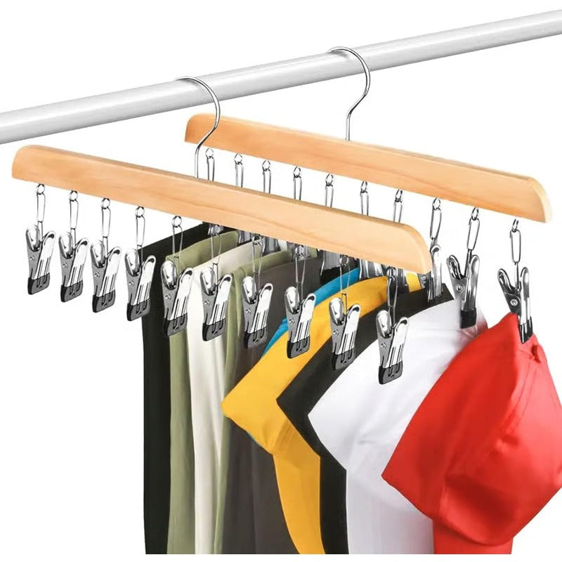 10-Clip Closet Hanger — Space-Saving Organizer