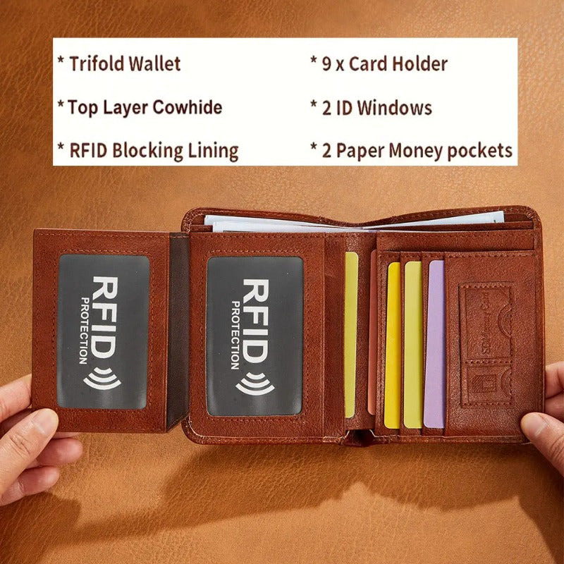Ultra Slim RFID Leather Bifold Wallet — Minimalist