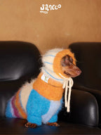 Snowday Candy-Stripe Knit Hat Matching Set for Dogs — Warm Winter Pet Beanie, Matching Owner Dog Accessory Set, Cute Photo Prop Outfit, Cozy Cold Weather Gear - View 2