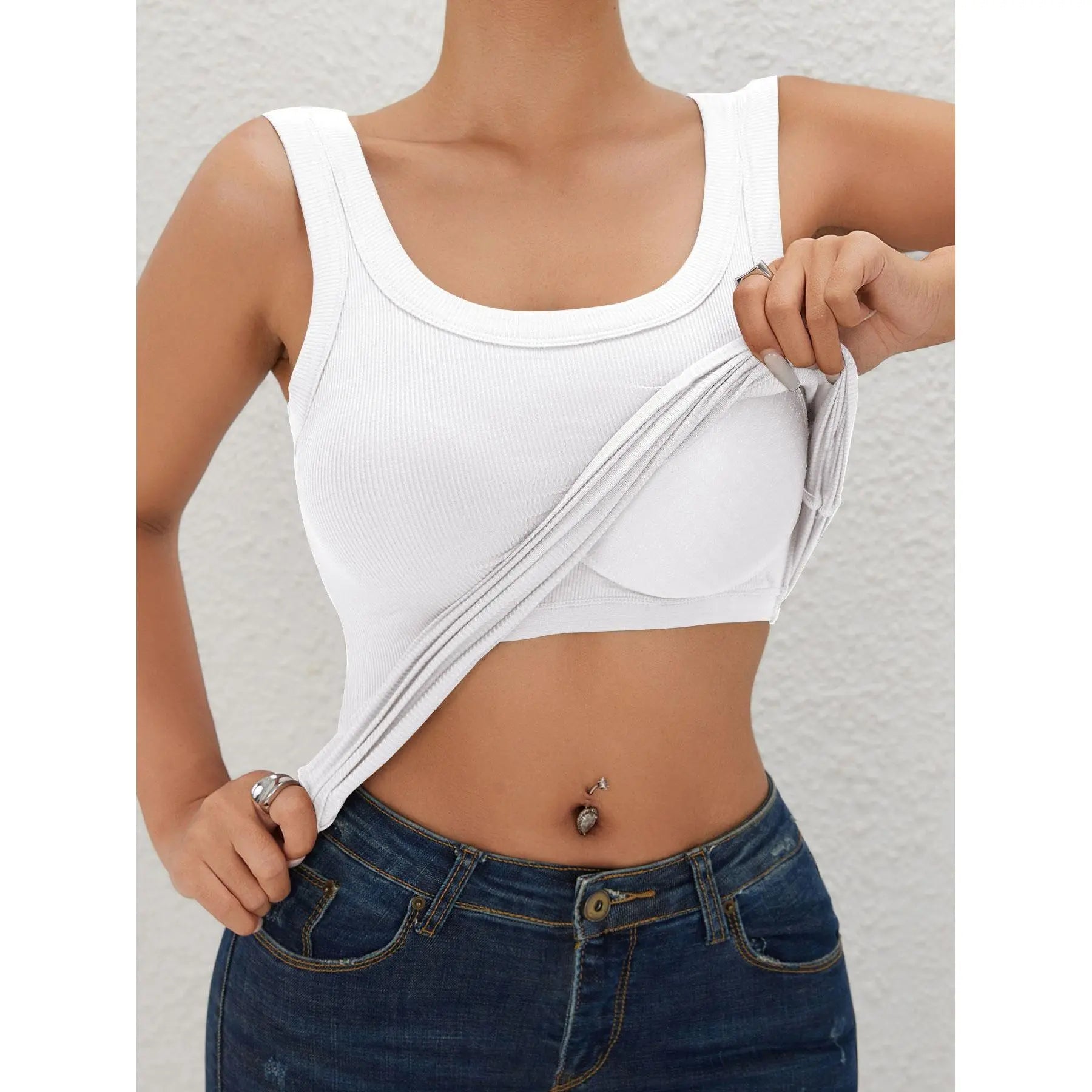 Seamless Padded Ribbed Tank — Ribbed Knit