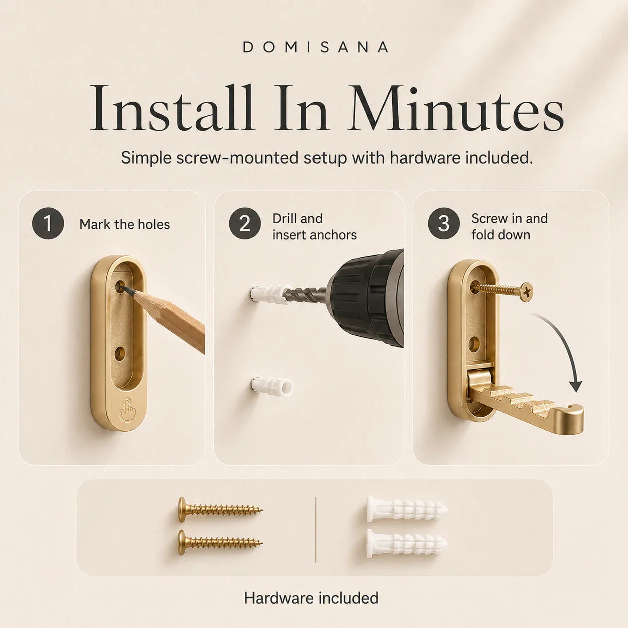 Foldable Wall Coat Hooks - Space Saving