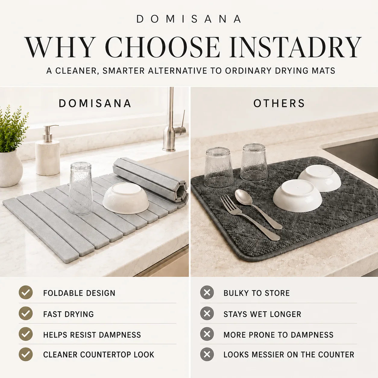 InstaDry Stone Mat - Fast Absorbing Kitchen Counter Mat