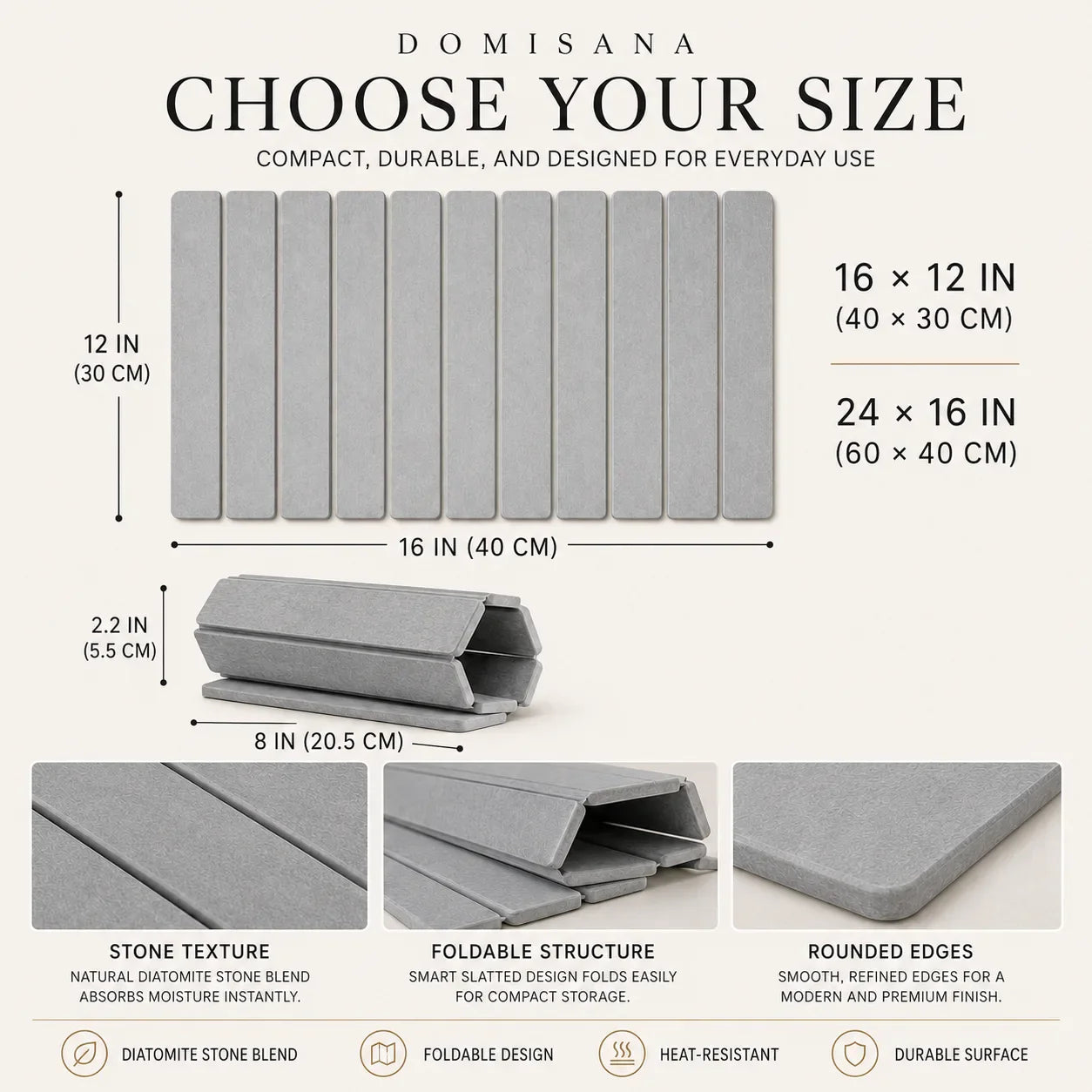 InstaDry Stone Mat - Fast Absorbing Kitchen Counter Mat