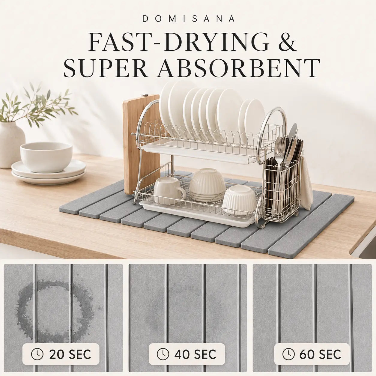 InstaDry Stone Mat - Fast Absorbing Kitchen Counter Mat
